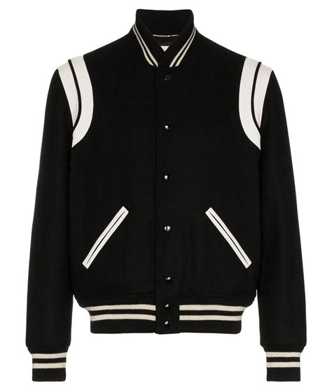 slp varsity jacket light blue replica|Everyone Wore the Same Saint Laurent Teddy Jacket This Year.